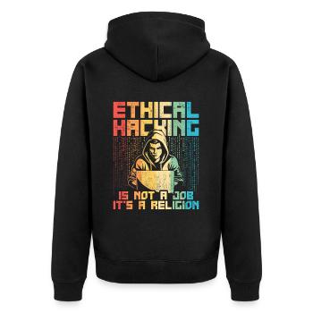 Le piratage éthique n’est pas un travail, c’est une religion - Veste à capuche bio Premium Unisexe - noir - Dos - Nico (187cm)