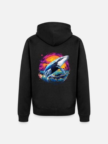 Blauwal - Unisex Premium Bio Zip Hoodie - Schwarz