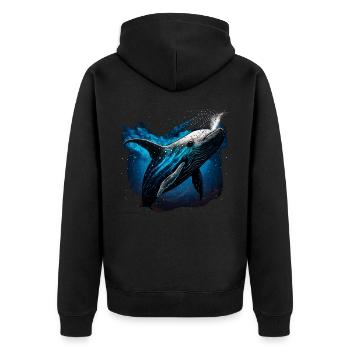 Blauwal - Unisex Premium Bio Zip Hoodie - Schwarz - Hinten - Nico (187cm)