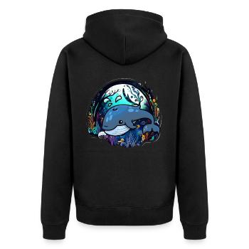 Blauwal - Unisex Premium Bio Zip Hoodie - Schwarz - Hinten - Nico (187cm)