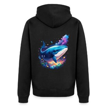 Blauwal - Unisex Premium Bio Zip Hoodie - Schwarz - Hinten - Nico (187cm)