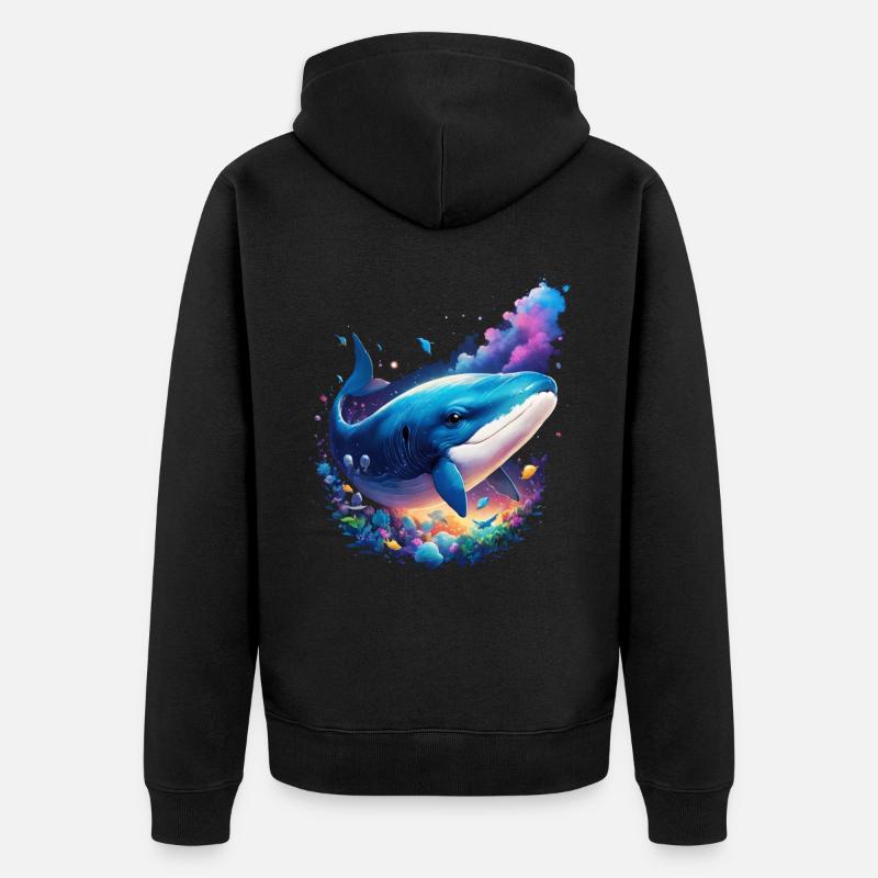 Baleine bleue - Veste à capuche bio Premium Unisexe - noir