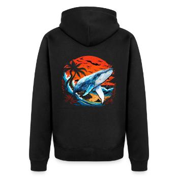 Blauwal - Unisex Premium Bio Zip Hoodie - Schwarz - Hinten - Nico (187cm)