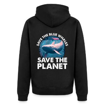 Sauvez les baleines bleues sauvez la planète - Veste à capuche bio Premium Unisexe - noir - Dos - Nico (187cm)