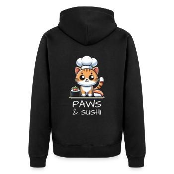 Chats et sushis - Veste à capuche bio Premium Unisexe - noir - Dos - Nico (187cm)