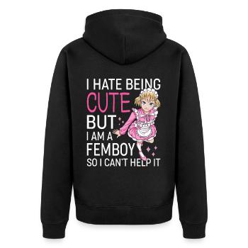 Crossdressing Crossdresser - Unisex Premium Organic Zip Hoodie - black - Back - Nico (187cm)
