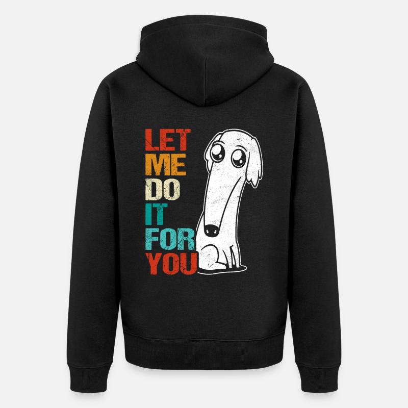 Chien barzoï rétro Meme - Veste à capuche bio Premium Unisexe - noir
