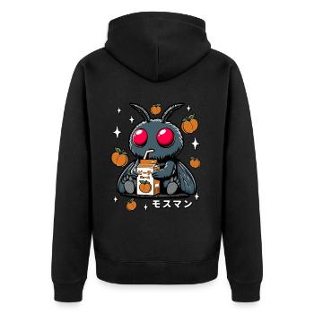 Mothman Peach Juice - Unisex Premium Organic Zip Hoodie - black - Back - Nico (187cm)