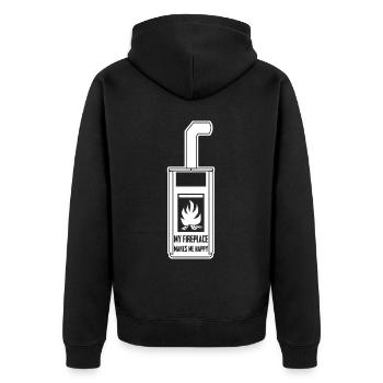 Oven Firewood Fireplace Stove - Unisex Premium Organic Zip Hoodie - black - Back - Nico (187cm)