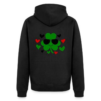 Accessoires de la Saint-Patrick Irlande Shamrock décoration - Veste à capuche bio Premium Unisexe - noir - Dos - Nico (187cm)