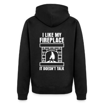 Fireplace Oven Firewood Stove - Unisex Premium Organic Zip Hoodie - black - Back - Nico (187cm)