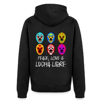 Lucha Libre Mask Wrestling - Unisex Premium Bio Zip Hoodie - Schwarz - Hinten - Nico (187cm)