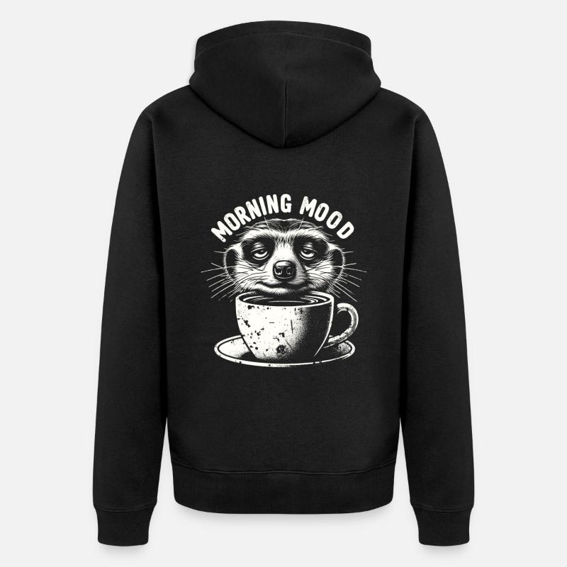 Erdmännchen Kaffee - Unisex Premium Bio Zip Hoodie - Schwarz