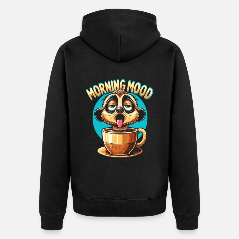 Erdmännchen Kaffee - Unisex Premium Bio Zip Hoodie - Schwarz