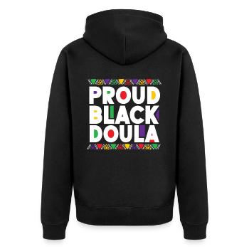 Doula Travailleuse à la naissance Fière Noire - Veste à capuche bio Premium Unisexe - noir - Dos - Nico (187cm)