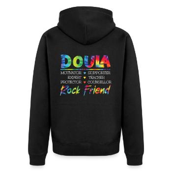 Doula Travailleuse à la naissance Doula Motivatrice - Veste à capuche bio Premium Unisexe - noir - Dos - Nico (187cm)