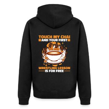 Touche mon chai et ton premier combat est gratuit - Veste à capuche bio Premium Unisexe - noir - Dos - Nico (187cm)