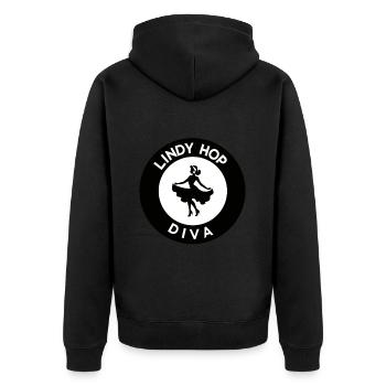 Lindy Hop Leidenschaft Swing Dance - Unisex Premium Bio Zip Hoodie - Schwarz - Hinten - Nico (187cm)
