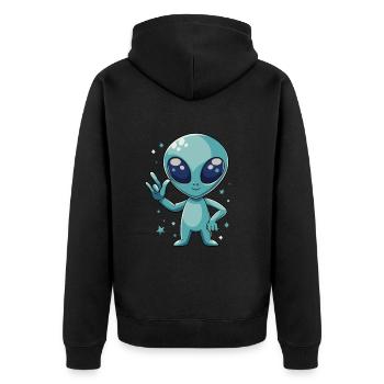 ILY Cat ASL Hand Gesture Deaf Hearing Loss - Unisex Premium Organic Zip Hoodie - black - Back - Nico (187cm)
