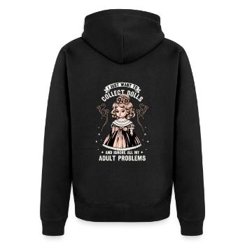 Collectible Doll Porcelain Doll Antique - Unisex Premium Organic Zip Hoodie - black - Back - Nico (187cm)