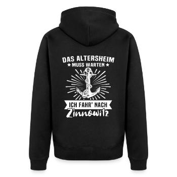 Zinnowitz Altersheim - Unisex Premium Bio Zip Hoodie - Schwarz - Hinten - Nico (187cm)