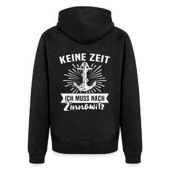 Zinnowitz Zinnowitzer - Unisex Premium Bio Zip Hoodie - Schwarz - Hinten - Nico (187cm)