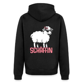 Chef Chefin Schaf Geschenk Schäfin Spruch - Unisex Premium Bio Zip Hoodie - Schwarz - Hinten - Nico (187cm)