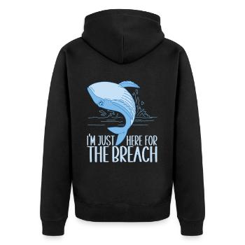 Wale Walfisch - Unisex Premium Bio Zip Hoodie - Schwarz - Hinten - Nico (187cm)
