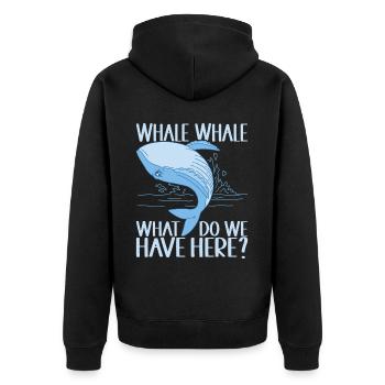 Wale Walfisch - Unisex Premium Bio Zip Hoodie - Schwarz - Hinten - Nico (187cm)