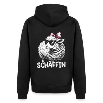 Chef Chefin Schaf Geschenk Schäfin Spruch - Unisex Premium Bio Zip Hoodie - Schwarz - Hinten - Nico (187cm)