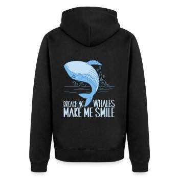 Wale Walfisch - Unisex Premium Bio Zip Hoodie - Schwarz - Hinten - Nico (187cm)
