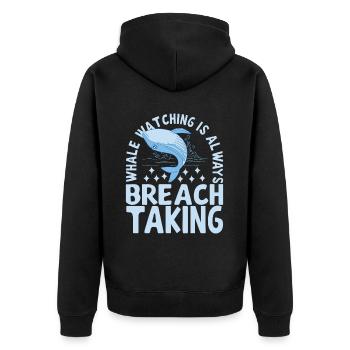 Wale Walfisch - Unisex Premium Bio Zip Hoodie - Schwarz - Hinten - Nico (187cm)
