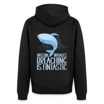 Wale Walfisch - Unisex Premium Bio Zip Hoodie - Schwarz - Hinten - Nico (187cm)