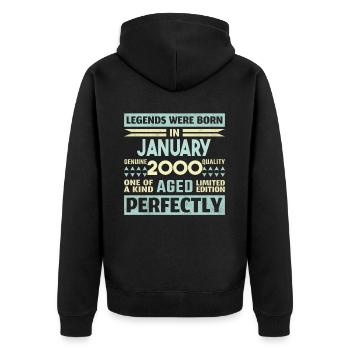 24th Birthday January Vintage 2000 Gift Idea - Unisex Premium Organic Zip Hoodie - black - Back - Nico (187cm)
