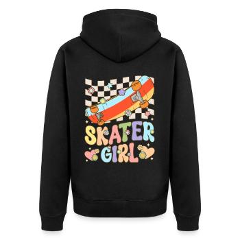 Skateboarding Mädchen Weibliche Skateboarderin Ska - Unisex Premium Bio Zip Hoodie - Schwarz - Hinten - Nico (187cm)