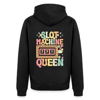 Groovy Casino Liebhaber Glücksspiel - Unisex Premium Bio Zip Hoodie - Schwarz - Hinten - Nico (187cm)