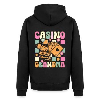 Groovy Slot Machine Casino Liebhaber Glücksspiel - Unisex Premium Bio Zip Hoodie - Schwarz - Hinten - Nico (187cm)