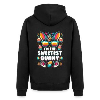 Je suis le lapin le plus doux - Veste à capuche bio Premium Unisexe - noir - Dos - Nico (187cm)