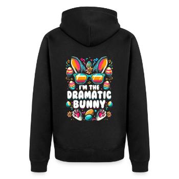 I'm The Dramatic Bunny - Unisex Premium Bio Zip Hoodie - Schwarz - Hinten - Nico (187cm)