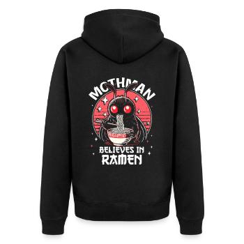 Mothman croit aux ramen - Veste à capuche bio Premium Unisexe - noir - Dos - Nico (187cm)