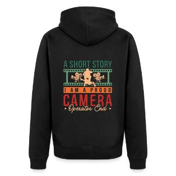 Cadreur Une histoire courte Je suis producteur vidéo - Veste à capuche bio Premium Unisexe - noir - Dos - Nico (187cm)