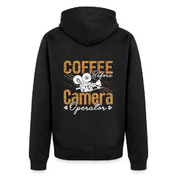 Camera Operator Coffee Videographer Coffee Lover - Unisex Premium Organic Zip Hoodie - black - Back - Nico (187cm)