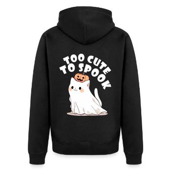Too Cute To Spook Funny Ghost Cat Kawaii Halloween - Unisex Premium Bio Zip Hoodie - Schwarz - Hinten - Nico (187cm)