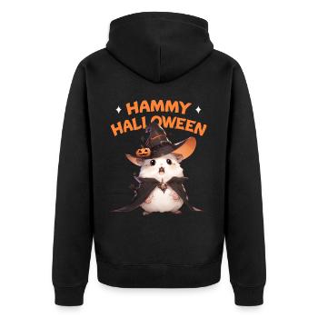 Hammy Halloween Spooky Cute Hamster In Witch Costu - Unisex Premium Bio Zip Hoodie - Schwarz - Hinten - Nico (187cm)