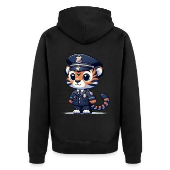 Officier de police tigre mignon - Veste à capuche bio Premium Unisexe - noir - Dos - Nico (187cm)