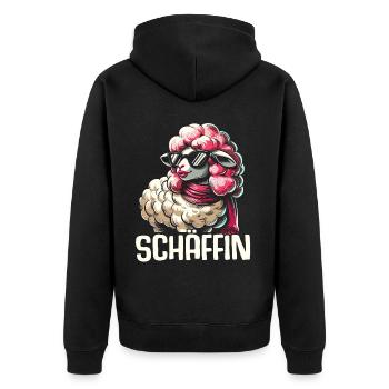 Chef Chefin Schaf Geschenk Schäfin Spruch - Unisex Premium Bio Zip Hoodie - Schwarz - Hinten - Nico (187cm)
