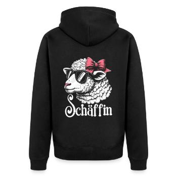 Chef Chefin Schaf Geschenk Schäfin Spruch - Unisex Premium Bio Zip Hoodie - Schwarz - Hinten - Nico (187cm)