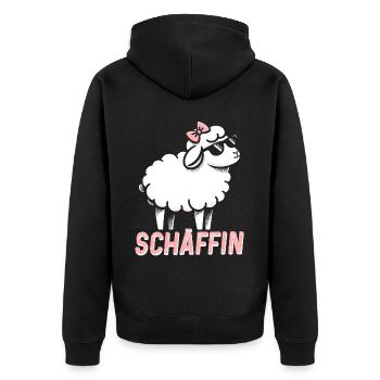 Chef Chefin Schaf Geschenk Schäfin Spruch - Unisex Premium Bio Zip Hoodie - Schwarz - Hinten - Nico (187cm)