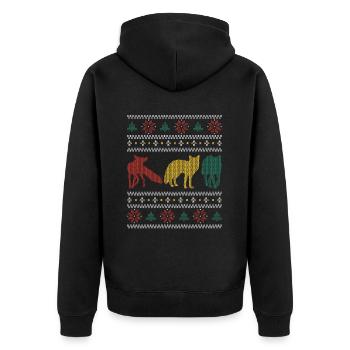 Lustige Fuchs-Weihnachtsgeschenke - Unisex Premium Bio Zip Hoodie - Schwarz - Hinten - Nico (187cm)