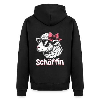 Chef Chefin Schaf Geschenk Schäfin Spruch - Unisex Premium Bio Zip Hoodie - Schwarz - Hinten - Nico (187cm)